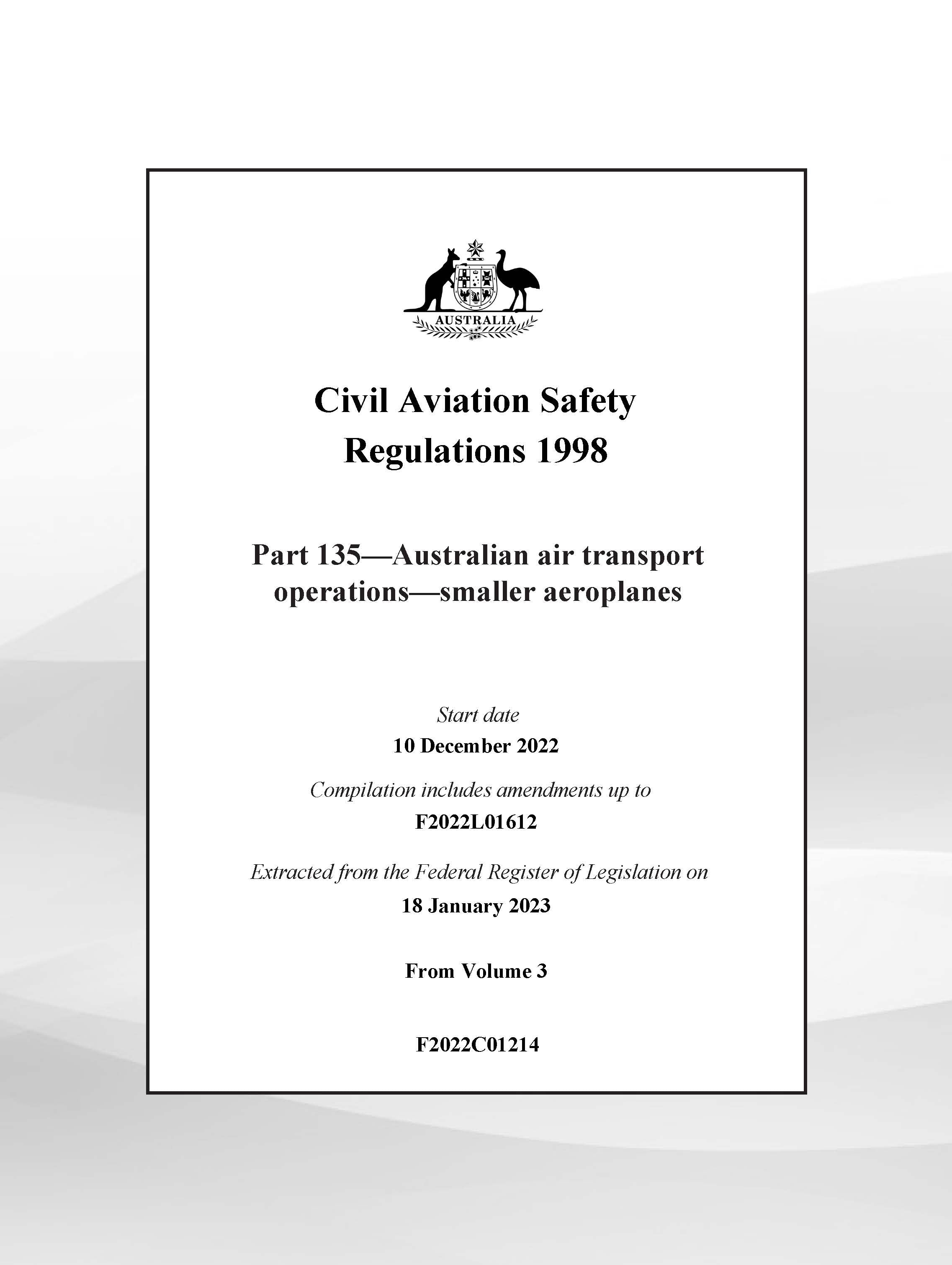 CASA Part 135 Of CASR Australian Air Transport Operations - Smaller Ae