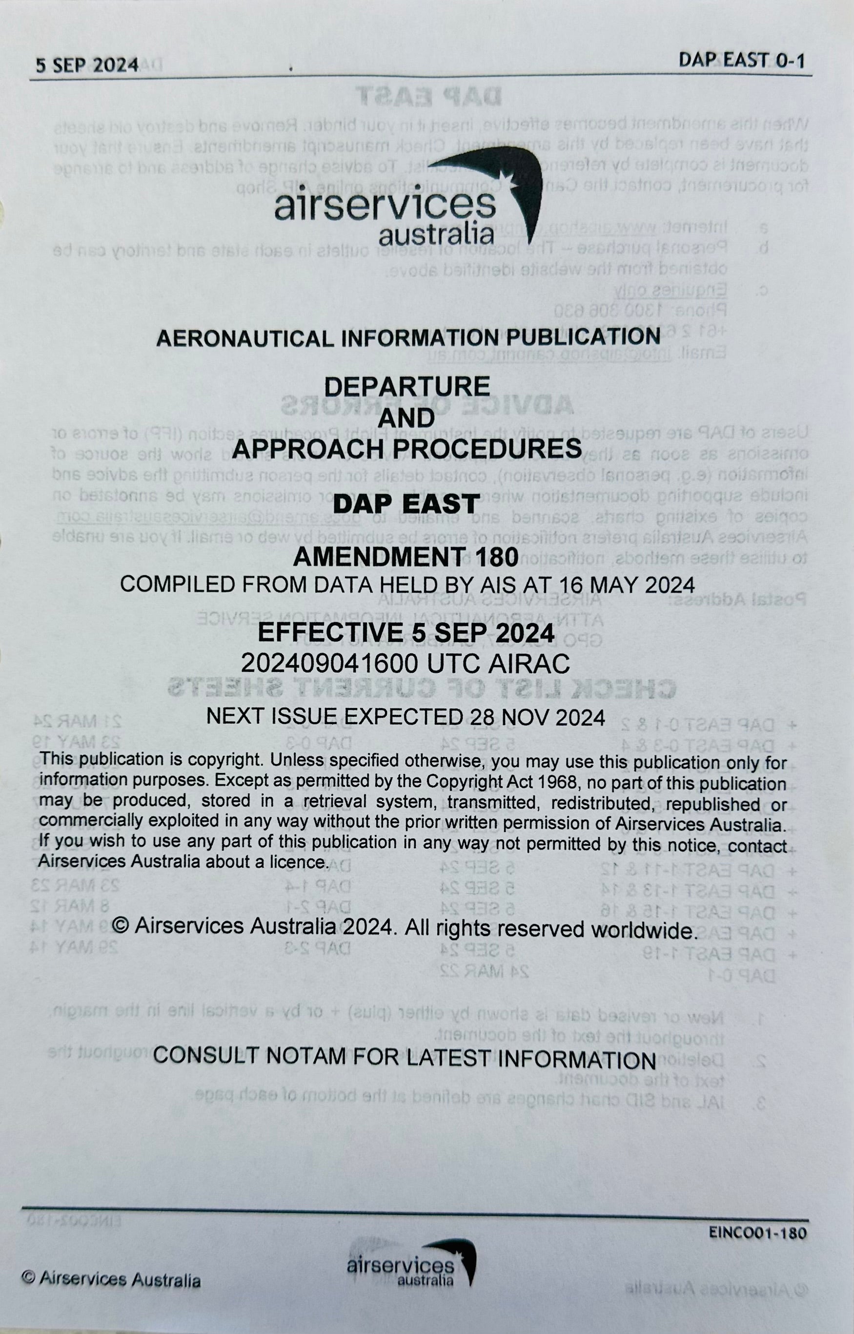 Departure and Approach Procedures DAP EAST