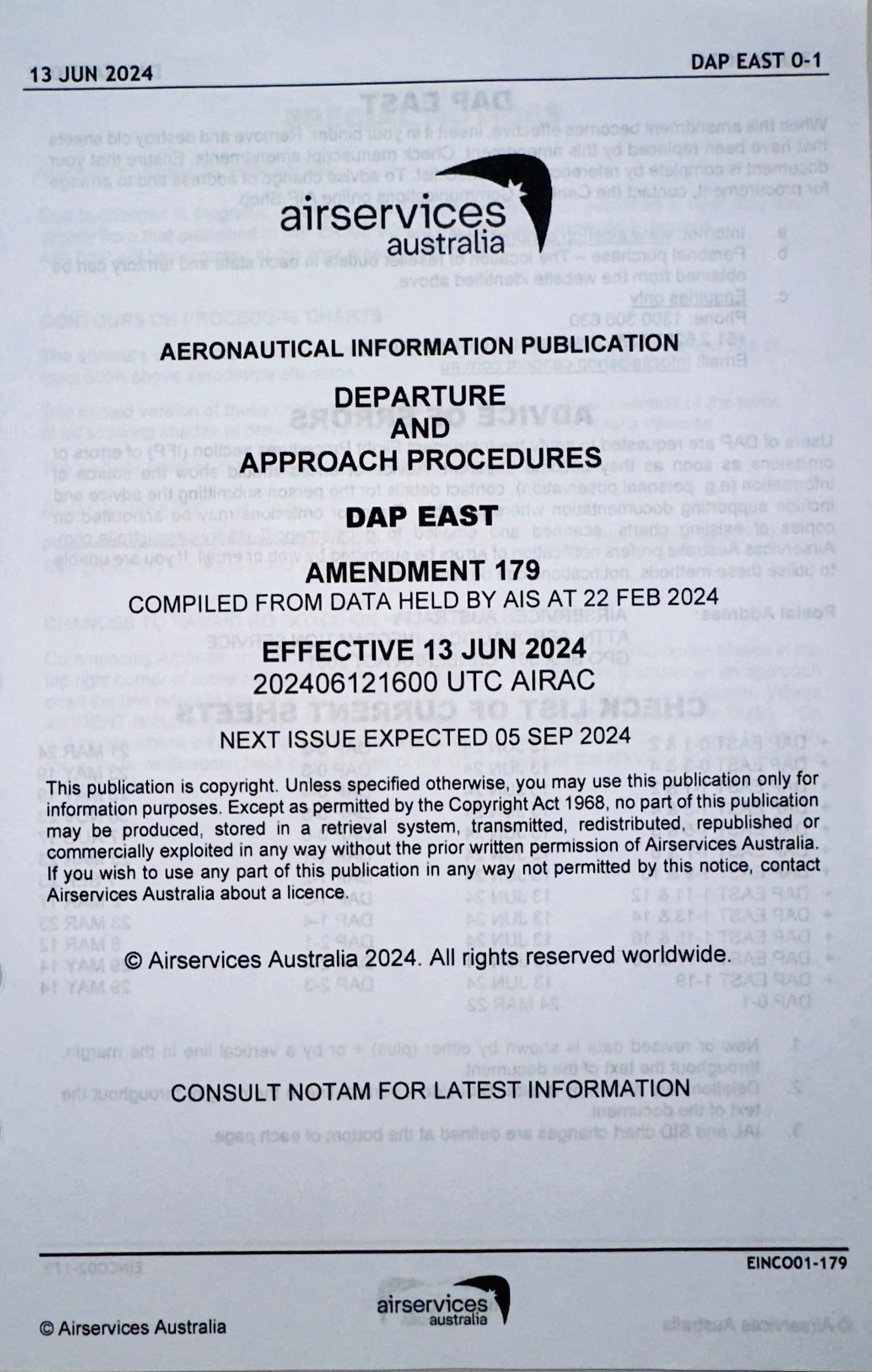 Departure and Approach Procedures DAP EAST