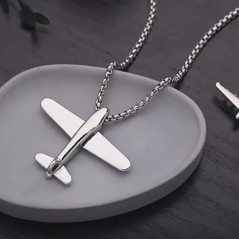 Airplane Pendant with Stainless Steel Chain