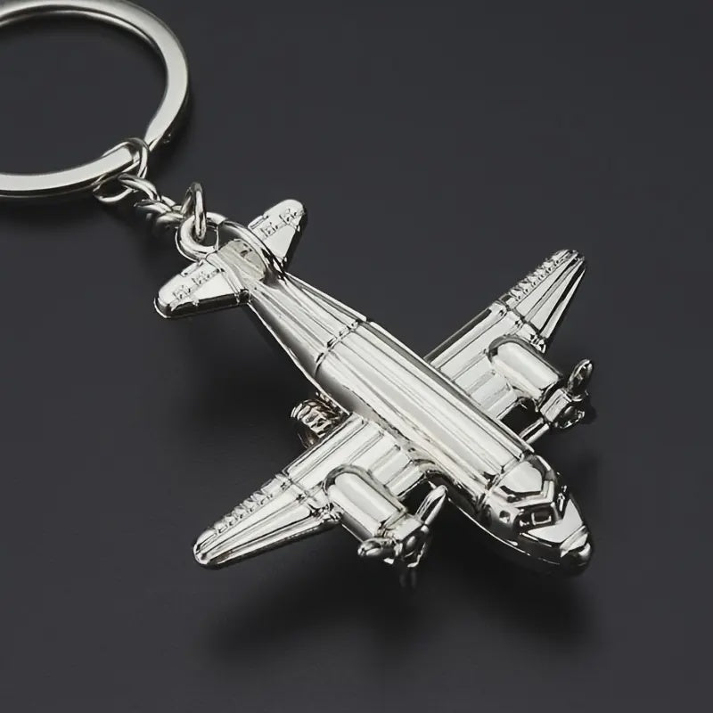 Keyring Silver Aeroplane Twin